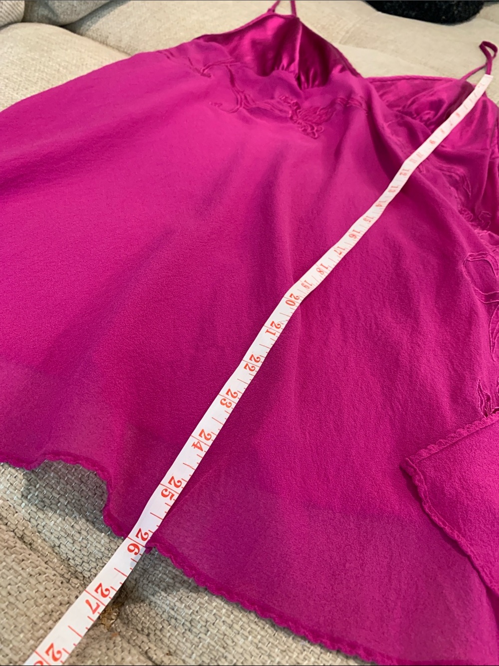 Vintage 100 silk Victoria's Secret Magenta Lace-Accent Slip Chemise/dress - Picture 16 of 16
